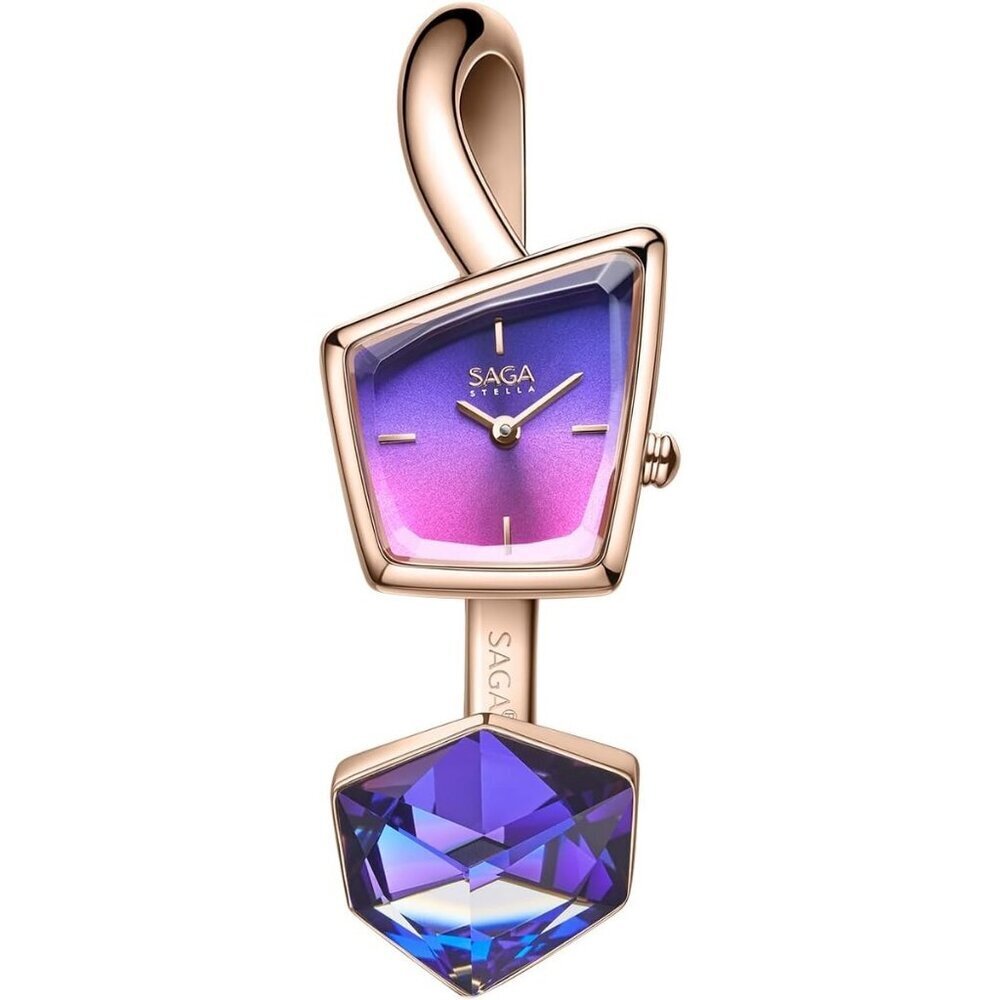 Women's Purple Cuff Bangle Quartz Watch Shaped Mineral Case Stainless Steel